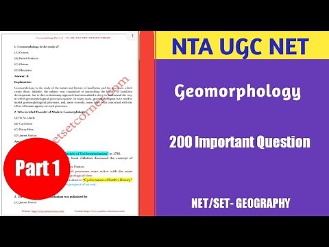 Geomorphology 200 Important Questions UGC NET GEOGRAPHY | PART 1 (1-25) | Geomorphology MCQS UGC NET