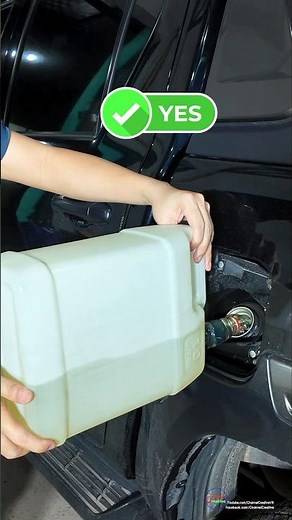 Genius trick: pour fuel easily with short can spout + soda bottle! #DIY #CarHack