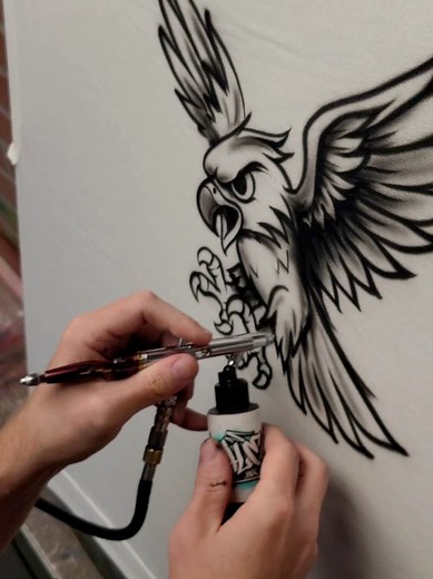 🦅 Satisfying Airbrush Hawk Painting 🗨️ Comment what animal I should paint next! I converted my Mobius SP to a .5mm nozzle today and I have to say, I don't think I've ever had an airbrush feel this smooth. So cool. Check them out at dale.ink/tools Or, get a custom design painted! Link always in profile! (Dale.ink) #art #graffiti #hawk #airbrush #illustration #satisfying #drawing