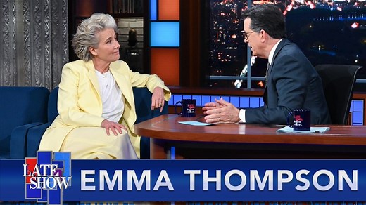 28K views · 830 reactions | Emma Thompson returns to The Late Show for a two-part chat with Stephen Colbert about her new film, which is not a romantic story despite containing many intimate moments between the lead characters. “Good Luck to You, Leo Grande” premieres this Friday on Hulu. Stick around for more from Emma Thompson! | The Late Show with Stephen Colbert | Facebook
