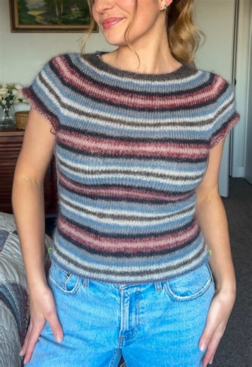 Progress on My Mohair Striped Knitting Project