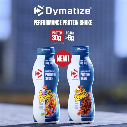 Hit your macros whenever, wherever with Dymatize Performance Protein Shakes. 🙌 Available in Fruity Pebbles & Cocoa Pebbles. | Dymatize