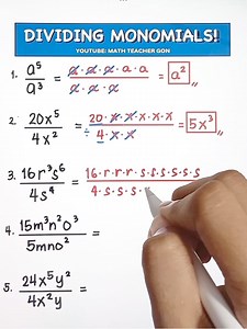 1.2M views · 21K reactions | Dividing Monomials‼️ #basicmath #mathtutor #mathtutorial #MathTrick #mathteachergon #mathhacks #mathematics #MathTutor #teachergon #math #mathreview #algebra #monomials #dividingmonomials | Ako si Teacher Gon | Facebook