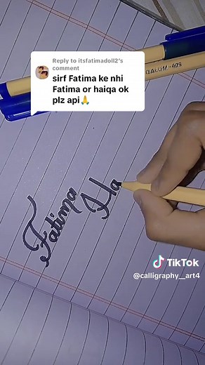Replying to @itsfatimadoll2 Fatima_Haiqa #calligraphy #handwriting #fouryou #fyp #name