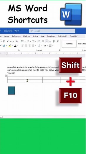 How to Display Right Click or Context Menu using Shortcut Keys in MS Word Document