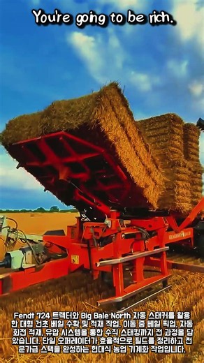 How one person stacks hundreds of hay bales - Fendt 724 in action #worker #process #farming #effi...