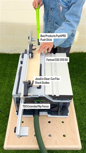 Solomon Kang on Instagram: "Cool Setup: @festool CSC SYS 50 @tsoproducts Extended Rip Fence @jessemtoolcompany Clear-Cut Flex Stock Guides @bow_products PushPRO Push Stick"