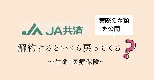 JA共済の解約返戻金はいくら戻る？【生命&医療保険】実際の金額を公開！