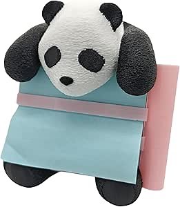Panda Sticky Note Holder Pop-up Note Dispenser with Pink Pen Holder for Home Office Desk Organizer, 3x3 In, Black, C43