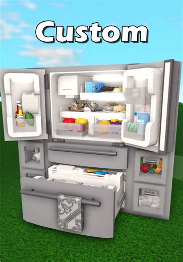 Custom Bloxburg Fridge VS in-game fridge! #bloxburg #roblox #fyp #viral #robloxbloxburg