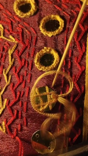 Mirror attaching tutorial / hand embroidery designs #embroidery #handembroidery #basicstitches