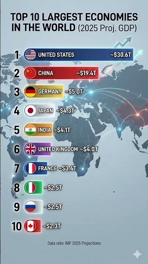 Top 10 largest economies in the world in 2025.