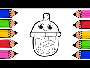 Bubble Tea Coloring with Glitter ✨ | Fun Drink Drawing for Kids | Easy Coloring