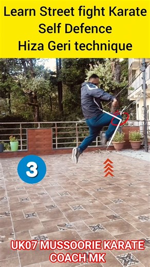 Learn Street fight Karate की सेल्फडिफेंस Hiza Geri technique 👊#kick#karate#selfdifence#martialarts#