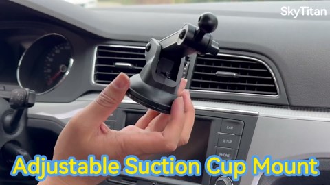 SkyTian for Garmin GPS Car Mount Replacement Sticky Suction Cup 17mm Ball Mount Long Arm Windshield Holder fit Garmin Nuvi Drive Dezl RV GPS, Black