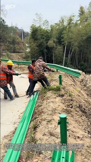 "Steel Warriors vs Heavy Barriers! 🌾 The Art of Installing W-Beam Guardrails by Hand"