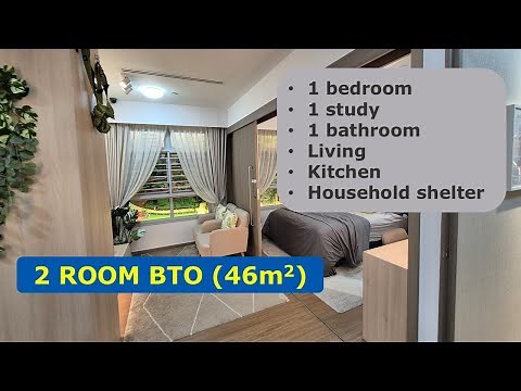 HDB BTO 2 room flexi show flat 46sqm | Interior design tour