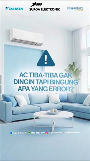 Surga Elektronik - Batam on Instagram: "🚫 STOP tebak-tebak buah manggis apalagi sampai bongkar AC sendiri pas ada error. Risikonya bisa bikin kerusakan makin parah dan biaya servis jadi selangit! 💸 Manfaatin fitur Self Diagnosis di DAIKIN Super Mini Split buat cari tahu kendala aslinya dengan akurat. 📲 Servis jadi lebih terarah, teknisi kerja lebih cepat, dan ga perlu khawatir biaya membengkak karena salah perbaikan. 💙 Dapatkan Cashback tambahan hingga Ratusan Ribu Rupiah setiap pembelanjaan