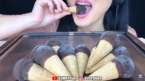 ASMR Phan | ASMR EATING SOUNDS. Chocolate dipped Ice Cream Cones! I love the tiny crunches from the thin chocolate and also the taste of the waffles... | Instagram