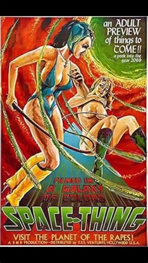 Lisa Rodriguez on Instagram: ""Space-Thing" (1968) is a sci-fi comedy that blends elements of satire, camp, and exploitation cinema. Set aboard a spaceship, the film follows an alien who takes over the body of a human crew member to study Earthlings and their behavior—particularly their sexual habits. What unfolds is a bizarre and often absurd narrative filled with tongue-in-cheek humor, cheesy special effects, and exaggerated performances. Directed by Byron Mabe and produced by David F. Friedma