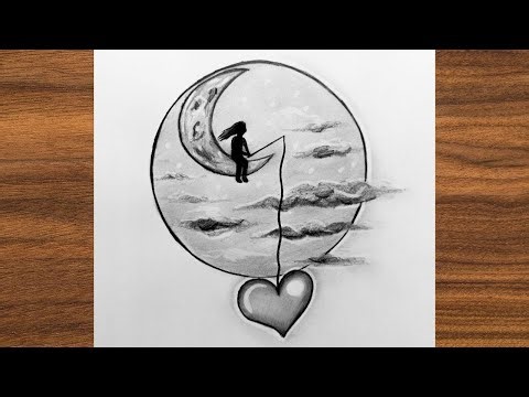 Moon Girl Drawing 🌙❤️ Relaxing Pencil Drawing