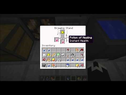 Minecraft How to Make a Brewing Stand Cauldron and Potions- Part1