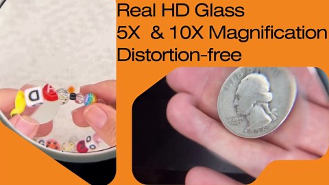 Magnifying Glass with Light and Stand, 10X & 5X Desk Magnifying Lamp, Stepless Dimmable Magnifier with Light, Adjustable 10 Brightness Level and 5 Color Modes Clamp Lamp for Craft Workbench (Blue)