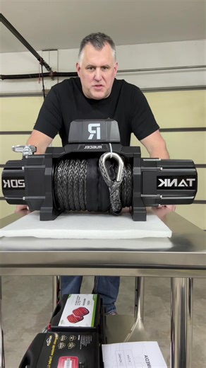 RUGCEL WINCH 20000lb Waterproof Electric Synthetic Rope Winch 12V with Hawse Fairlead, Black Rope, for Truck SUV,2 in 1 Infrared Remote Control #winch #truckwinch #offroadwinch #recoverywinch