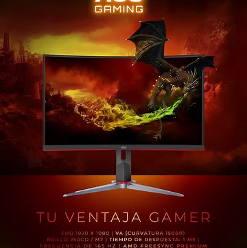 2.1K views · 342 reactions | ️ ¡Un gran monitor, con un gran desempeño! El C32G2 AOC GAMING tiene el tamaño y las especificaciones para hacer de tus partidas toda una experiencia. Escríbenos para más información #AOCGAMING | AGON by AOC | Facebook