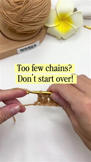 Too few chains? 😱 Don’t start over! 🧶 Save this crochet hack! ✨ #crochethack #crochettips #crochet #crochettutorial