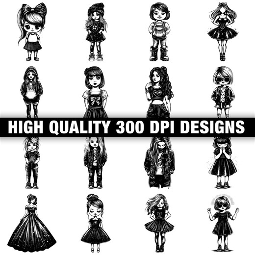 115  Fashion Chibi Girl SVG Bundle,instant Digital Download Png, Dxf, Eps, Svg - Etsy