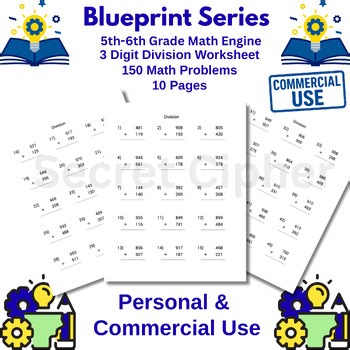 Blueprint Lab: 3-Digit Vertical Division Engine | 150 Problems | Commercial Use