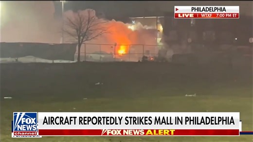 BREAKING: Plane reportedly crashes on street near Roosevelt Mall in Philadelphia, igniting nearby cars and homes in flames. | Fox News