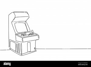 One single line drawing of old retro classic arcade video game machine at game center. Vintage coin based console game concept continuous line draw Stock Vector Image & Art - Alamy