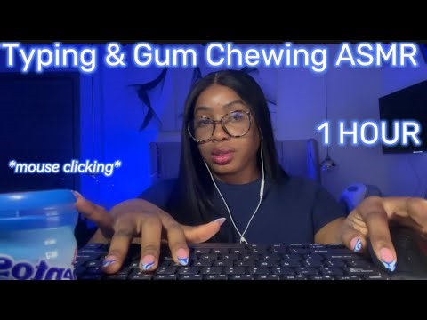Office Roleplay:Extremely Relaxing Keyboard Typing ASMR+Gum Chewing Eating Sounds,Clicking pacts 1hr