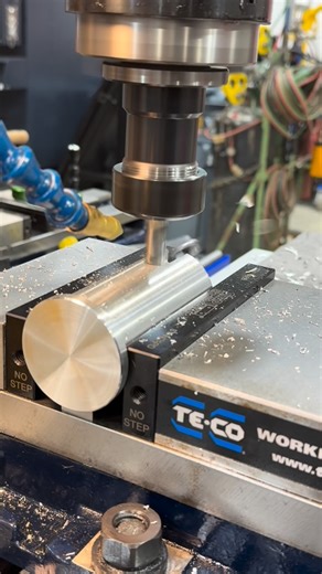 Adam Booth on Instagram: "Machining a 2” broach plug for 2 keyways 180° apart. That Helical 3 flute carbide end mill runs great in the KBC manual mill! I’m running the @masterfluidsolutions Trim Mist through the Noga Mini Cool 🧊 #abom79 #manualmachining #masterfluidsolutions #helical #tecoworkholding"