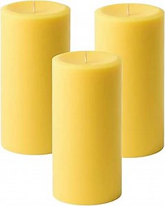 3" x 6" Yellow Pillar Candles (Set of 3) Unscented, Solid Color, Hand Crafted Weddings, Home Decoration, Restaurants, Spa, Church, Holiday Candle Gift