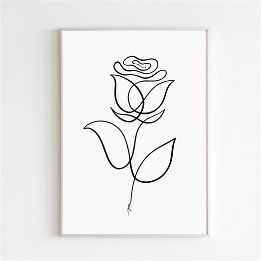 Rose Line Art Print, Rose Flower Art, Minimalist Single Line Art Drawing Rose, Botanical Wall Art, Floral Printable Flower Artwork Digital - Etsy Australia