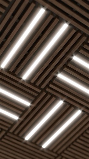 When it comes to wood ceilings, no longer does a one size or one style fit all. CW Woodcraft takes the design stage to a new level by offering 3D scene renderings prior to fabrication of your custom wood ceiling and lighting projects. This one is a special drop-in walnut wood grille panel with integrated lighting. Imagine what CW Woodcraft can do with your new build or remodel. Bespoke wood ceilings and walls is the best way to improve the look and feel of your commercial space. #woodceiling #dr