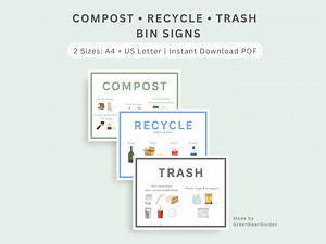 Compost Recycle Trash Signs (printable PDF), for Home Kitchen, School, Cafeterias, Bin Sorting Posters - Etsy Australia