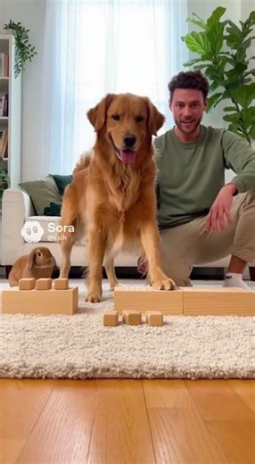 Dog Stacks Blocks Instantly #dog #win