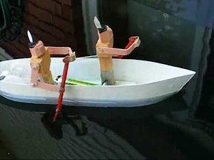 How to make a small mechanical rowing CANOE toy model