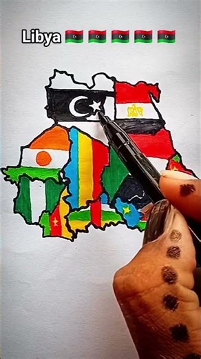 Draw Flag Map of Libya 🇱🇾 #libya #flag #map
