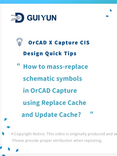 How to mass-replace schematic symbols in OrCAD Capture using Replace Cache and Update Cache? Master Symbol Management in OrCAD Capture: Bulk Replace & Sync Components! Spent hours manually updating symbols in medical device schematics? This tutorial reveals industrial-grade component replacement workflows in OrCAD Capture CIS. 📊 In This Video, You'll Learn: ✅ Replace Cache vs Update Cache: When to use which (FDA audit-proof strategies) ✅ Parameter Retention Tricks: Preserve critical metadata du