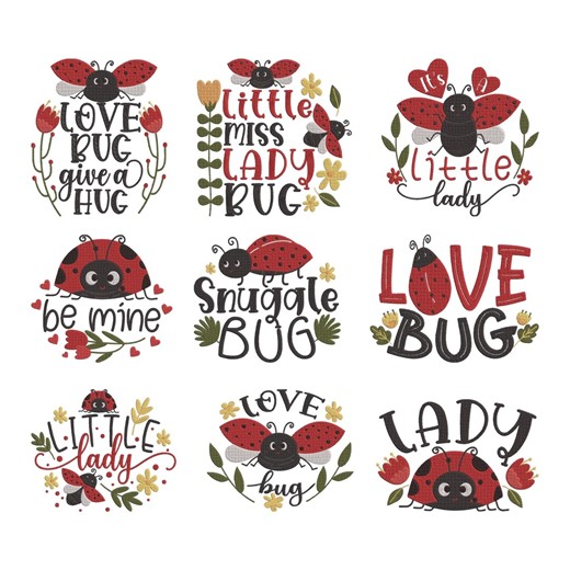 Ladybug Valentine Quote Design, Bug Themed Machine Embroidery File, 9 Design, 5 Size, Instant Download - Etsy