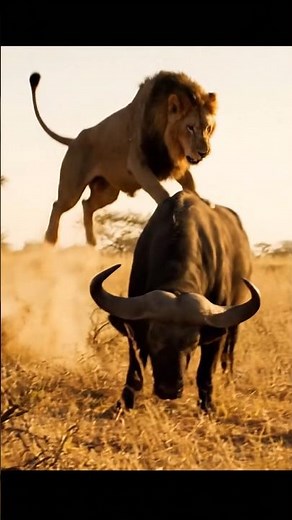 Lion VS buffalo #wildlife
