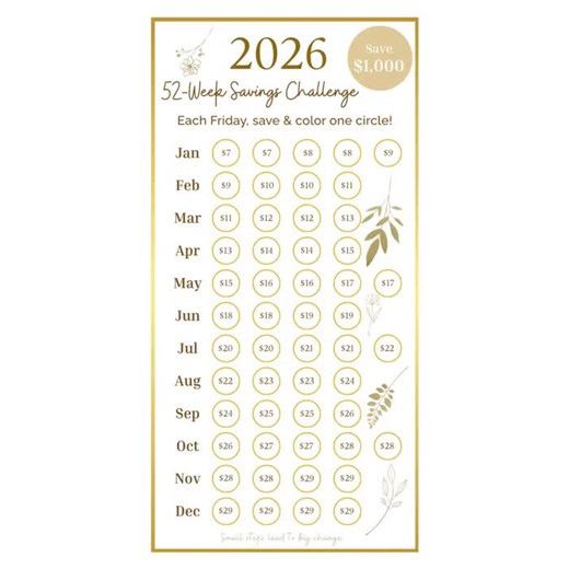 2026 Savings Challenge Printable, Fits A6 Envelope Inserts, Friday Cash Stuffing Budget Planner Tracker - Etsy UK
