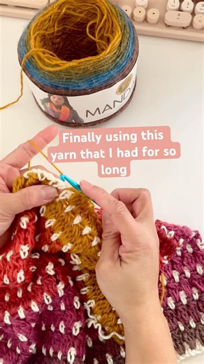 Finally using this Mandala yarn. #yarn #crochet #clusterstitch #crocheting