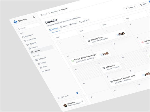Project Management Calendar Dashboard