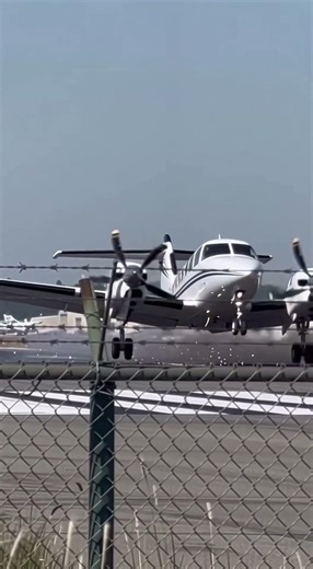 Scary Hard Landing As Twin Engine Plane Slides Across The Runway